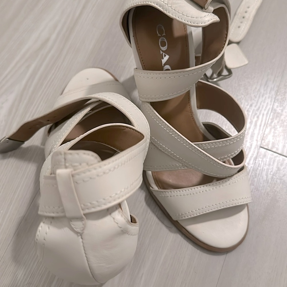 Coach open toe wrap heels